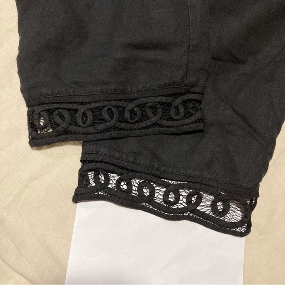 Midnight Velvet Brand Rayon Blend Black Cropped Pants with Lace Trim - Picture 11 of 11